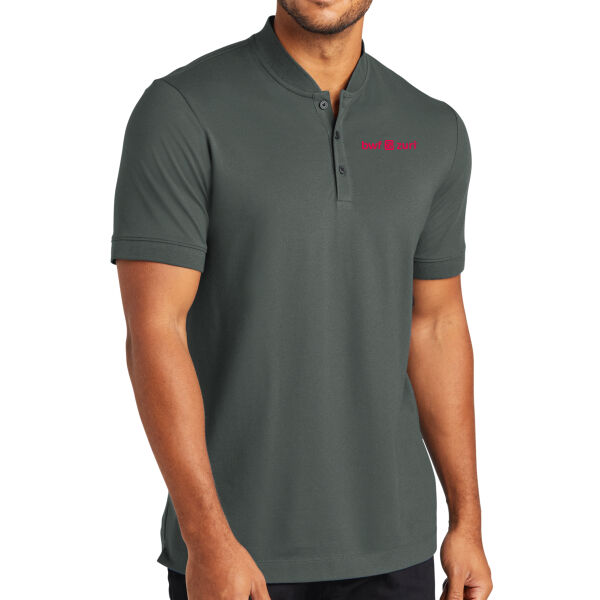 **CLOSEOUT ITEM** Stretch Pique Henley - Embroidered Logo Thumbnail