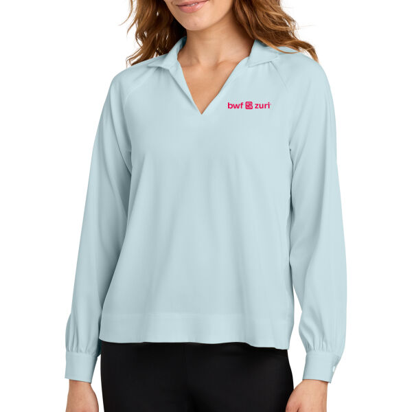 Mercer+Mettle Women's Long Sleeve Buttery Soft Popover Blouse - Embroidered Logo Thumbnail