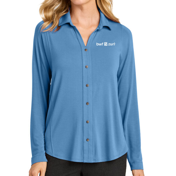 Port Authority Women's Luxe Knit Button Tunic - Embroidered Logo Thumbnail